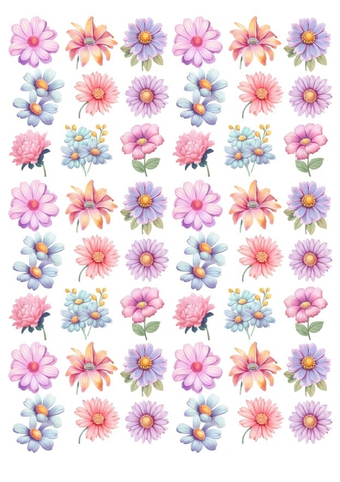 Decalque Hidro Transfer - Flores aquarela