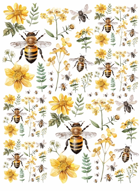 Decalque Hidro Transfer - Abelhas Folhas E Flores - comprar online
