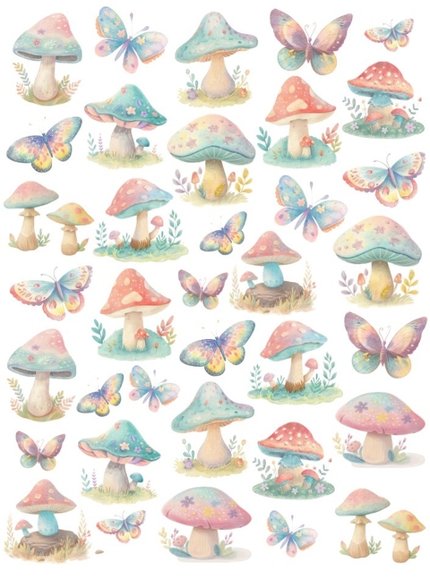 Decalque Hidro Transfer - Cogumelos Aquarela - comprar online