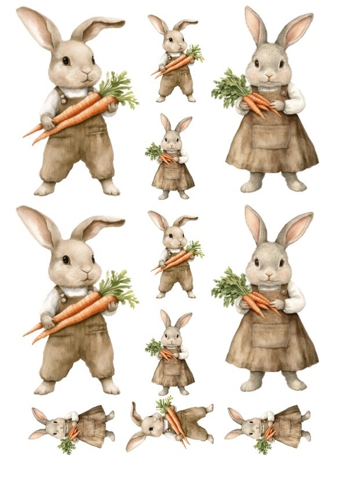 Decalque Hidro Transfer - Páscoa Coelhos Marrom Cenoura - comprar online