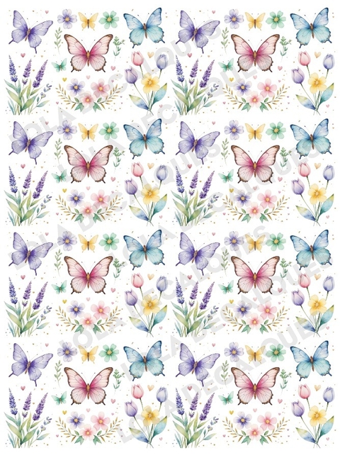 Decalque Hidro Transfer - Mix Borboletas e Flores 1 - comprar online