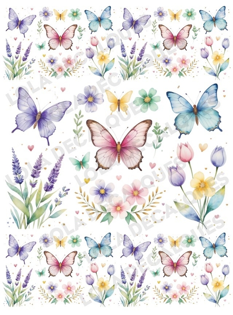 Decalque Hidro Transfer - Mix Borboletas e Flores 2 - comprar online