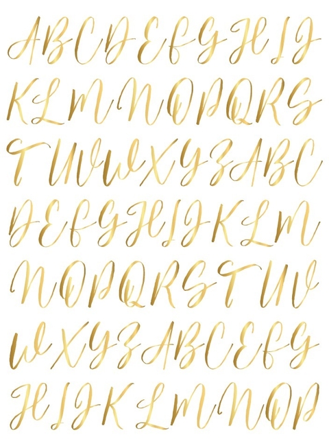 Decalque Hidro Transfer - Alfabeto Cursivo Dourado Fosco 3 cm -modelo 2 - comprar online