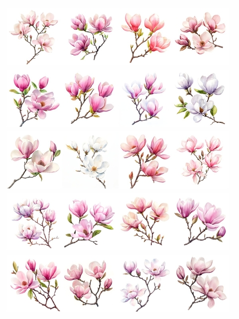 Decalque Hidro Transfer folha A4 - Flores Magnólias M - comprar online