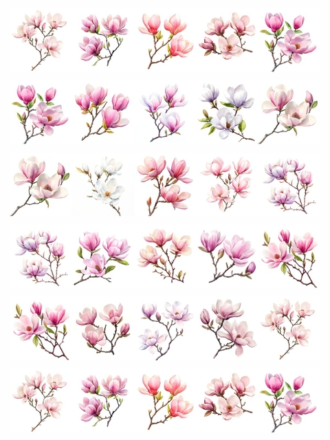 Decalque Hidro Transfer folha A4 - Flores Magnólias P - comprar online