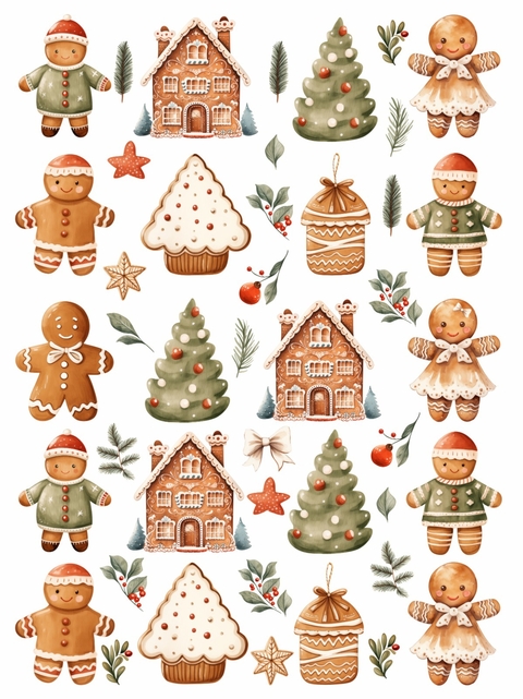 Decalque Hidro Transfer - Natal Gingerbread Boneco de gengibre - comprar online