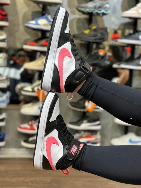 Tênis Nike Court Borough Mid 2 Preto/Branco/Pink