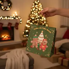 Imagem do Sacola de Natal Decorada Biscoito 22x21cm Presente Natalino