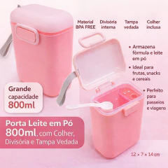 Pote Porta Leite em Pó Whey 800ml Divisória Colher Whey - comprar online