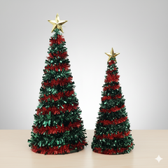 Kit Árvore de Natal Festão 50 e 26 cm Decorativa com Estrela - Sorelle Artes