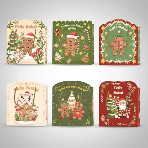 Sacola de Natal Decorada Biscoito 22x21cm Presente Natalino