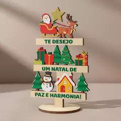 Imagem do Mini Árvore de Natal em Madeira Decorativa 18x11 cm