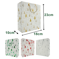 Sacola de Natal Decorada 23x18 cm com Árvores Douradas na internet