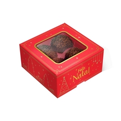 Caixa Papel Natal c/ Visor p/ 4 Doces, Bombons e Lembrancinhas – Kit 10 Unidades - comprar online