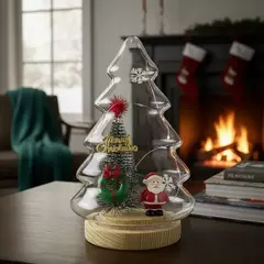 Árvore Pinheiro de Natal em Vidro com LED 20x12 Decorativa - Sorelle Artes