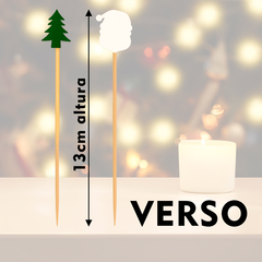 Palito Decorativo Natalino 13cm Árvore de Natal e Papai Noel – Enfeite Cupcake, Panetone e Doces na internet