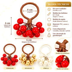 Kit 6 Porta Guardanapos Natalinos Argola Decorativa Cachinho de Bolinhas para Mesa Posta - comprar online