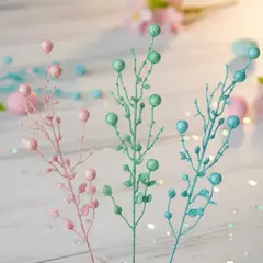 Haste Decorativa de Páscoa com Glitter 37cm Galho Decorativo para Arranjos Mesa Posta Guirlanda e Decoração