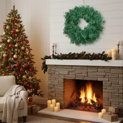 Guirlanda de Natal Verde Tradicional 40 cm Decorativa - Sorelle Artes