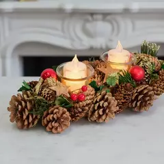 ARRANJO NATAL CASTICAL PINHAS AZEVINHOS2 VELAS 30X15 - comprar online