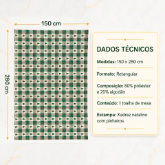 Toalha de Mesa Natalina 150x280 cm Retangular Xadrez com Pinheiros ou Corações na internet