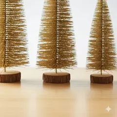 Kit 3 Mini Árvores Pinheiro de Natal Dourada Decorativas - Sorelle Artes