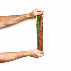 Fita Natalina Aramada Xadrez 5cm 2,7m Borda Dourada para Laços Árvore Guirlanda Decoração de Natal