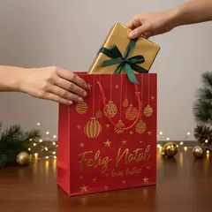 Sacola de Natal Feliz Natal 32x26x12 cm para Presente na internet