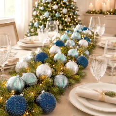 Kit 24 Bolas de Natal 6cm Azul e Prata com 4 Estilos para Árvore Guirlanda e Decoração - loja online