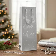 Sacola para Vinho Feliz Natal 36x12 cm Presente Decorativo - Sorelle Artes