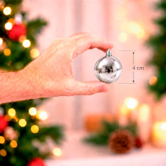 Kit 24 Bolas de Natal 4cm Brilhantes Prata Esferas Decorativas Dear Santa - comprar online