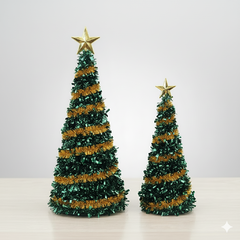 Kit Árvore de Natal Festão 50 e 26 cm Decorativa com Estrela