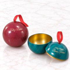 Kit 4 Latas Natalinas Redondas Bola de Natal com Fita para Árvore e Presente - loja online