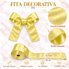 Kit Fita de Veludo Aramada 6,3 cm x 9,1 metros para Laços e Decoração de Natal Árvore - loja online