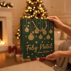 Sacola de Natal Feliz Natal 23x18x10 cm para Presente - Sorelle Artes