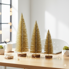 Kit 3 Mini Árvores Pinheiro de Natal Dourada Decorativas - loja online