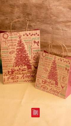 Sacola Papel Kraft Natal Noelc/ Alça Reforçada P 34X12 10 UN