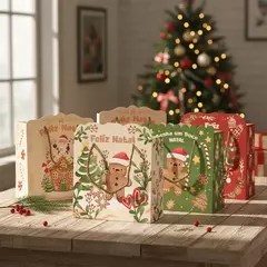 Sacola de Natal Decorada Biscoito 22x21cm Presente Natalino - loja online