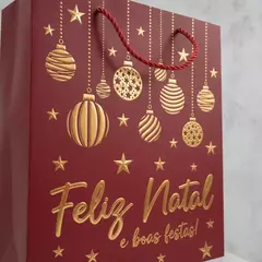 Sacola de Natal Feliz Natal 23x18x10 cm para Presente