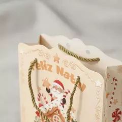 Sacola de Natal Decorada Biscoito 22x21cm Presente Natalino - Sorelle Artes