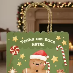 Sacola de Natal Decorada Biscoito 22x21cm Presente Natalino na internet