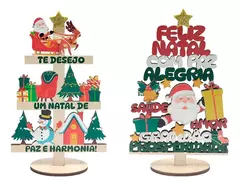 Mini Árvore de Natal em Madeira Decorativa 18x11 cm