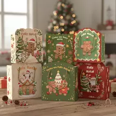 Sacola de Natal Decorada Biscoito 22x21cm Presente Natalino