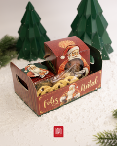 Caixa Cesta Papel Papai Noel Embalagem Presentes Natal Gde - comprar online