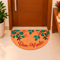 Capacho Clássico Natalino Fibra de Coco 60x33cm Meia Lua Porta de Entrada 4 Estampas na internet