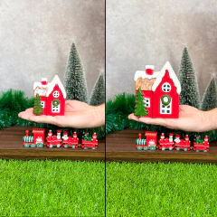 Imagem do Casa Nevada Natalina em Dolamita Decorativa Vila de Natal Enfeite Mesa Aparador Miniatura