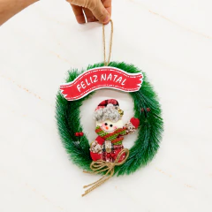 Guirlanda de Natal Boneco de Neve 24cm Enfeite de Porta Parede Feliz Natal Decoração Natalina