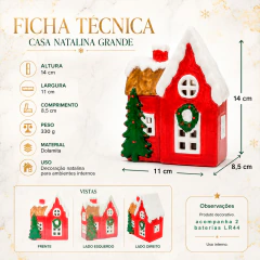 Casa Nevada Natalina em Dolamita Decorativa Vila de Natal Enfeite Mesa Aparador Miniatura 12CM X 7,5CM X 14CM - loja online