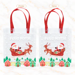 Kit Sacolas PVC Natalinas Papai Noel 20x15x7 para Presente Transparente Fosca - loja online