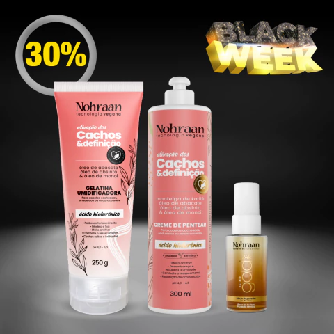 Kit Linha Cachos Absinto – Gelatina + Creme de Pentear + Elixir 24K | Nohraan - comprar online